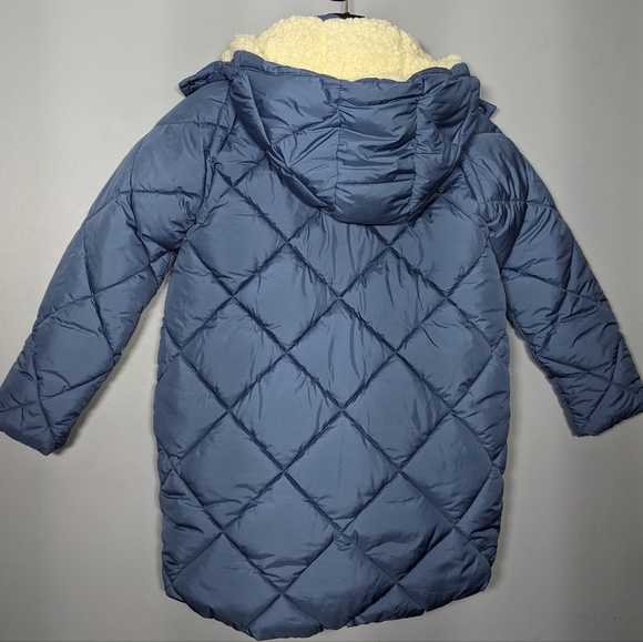 NEW Amazon Essentials Girls Long Quilted Cocoon Puffer Coat Sz M light baby blue - Picture 2 of 2